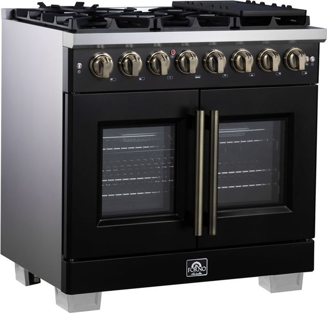 FORNO® Capriasca Series Alta Qualita 36" Black Pro Style Dual Fuel Range-1