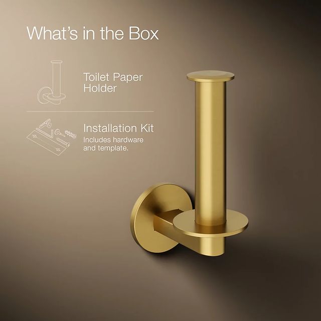 KOHLER® Components® Vibrant Brushed Moderne Brass Vertical Toilet Paper Holder-3