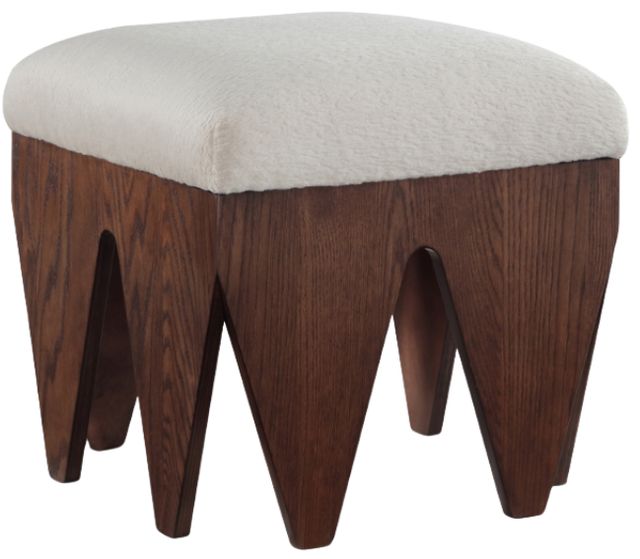 Meridian Furniture Altair Beige/Walnut Velour Fur Fabric Upholstered Bench-0