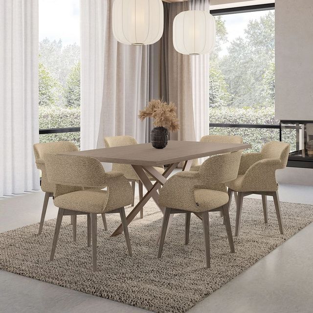 Amisco Customizable Solene Dining Arm Chair with Upholstered Seat and Backrest with Solid Wood Base-2