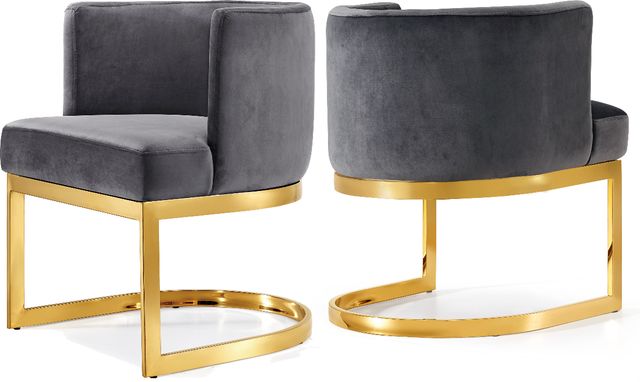 Meridian Furniture Gianna Gray/Gold Velvet Dining Chair-3