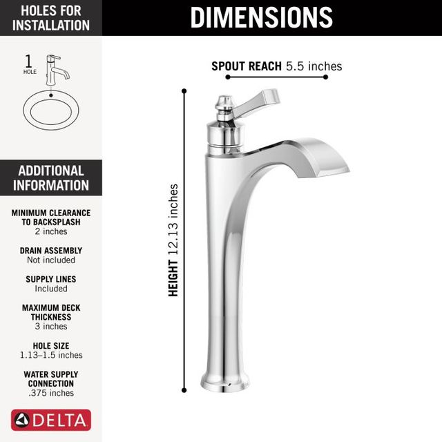 Delta Dorval® Chrome Single Handle Vessel Bathroom Faucet-1