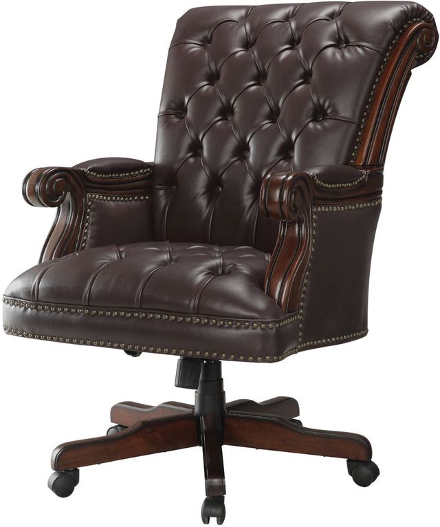 Coaster® Calloway Dark Brown Tufted Adjustable Height Office Chair-0