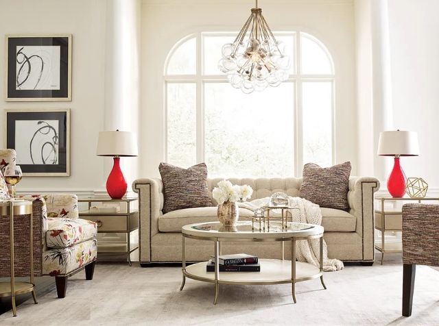 Hammary® Lenox Monaco Glass Top Round Coffee Table with Alabaster Base-1