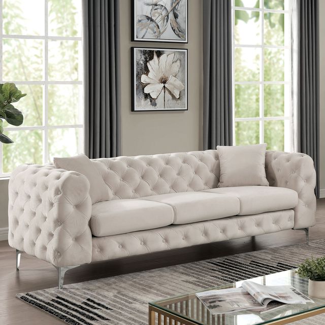 Furniture of America® Sapphira 2-Piece Beige Sofa Set-1