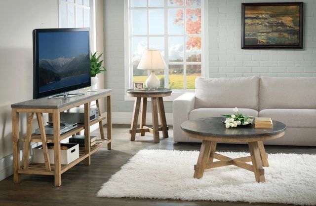 Riverside Furniture Weatherford Bluestone Coffee Table with Brown Base-1