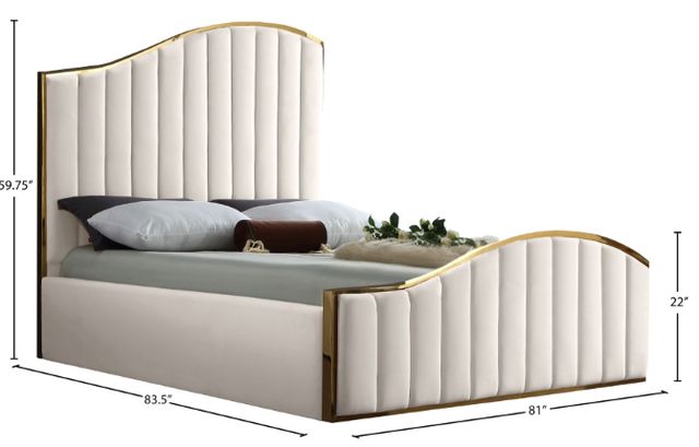 Meridian Furniture Jolie Cream King Upholstered Panel Bed-1
