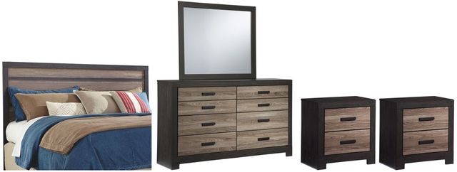 Signature Design by Ashley® Harlinton 5-Piece Warm Gray/Charcoal Queen/Full Panel Headboard Bed Set-0