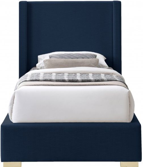 Meridian Furniture Royce Navy Twin Linen Bed-1