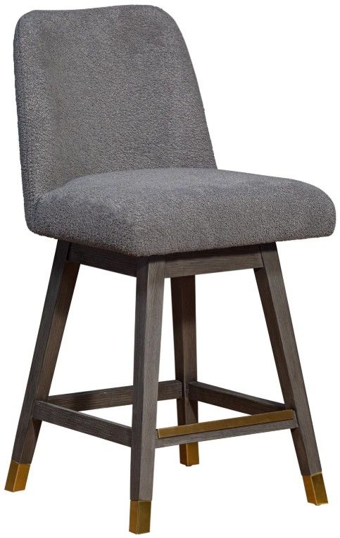 Armen Living Amelia 3-Piece Gray Boucle/Gray Oak Swivel Counter Stool Set-0