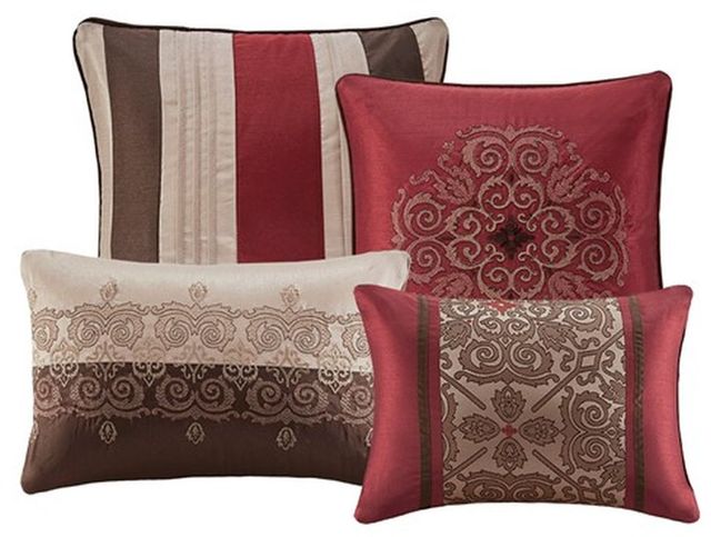 Olliix by Madison Park Essentials Red King Delaney 24 Piece Room In a Bag-3