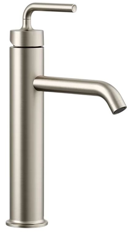 KOHLER® Purist® Vibrant Brushed Nickel Tall Single-Handle Bathroom Sink Faucet with Lever Handles-0