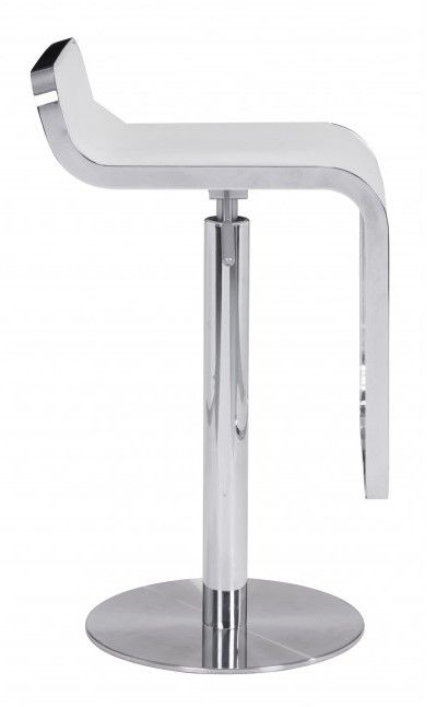 Zuo® Modern Equino White/Plated Steel Bar Stool-3
