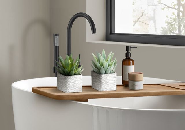 Monarch Specialties Inc. 2-Piece 8" Succulent Artificial Plant Set with 5" White Square Cement Pots-0