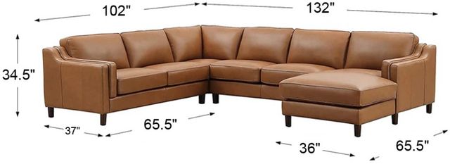 Hydeline® Bella 4-Piece Cognac Brown Right-Arm Facing Sectional-1