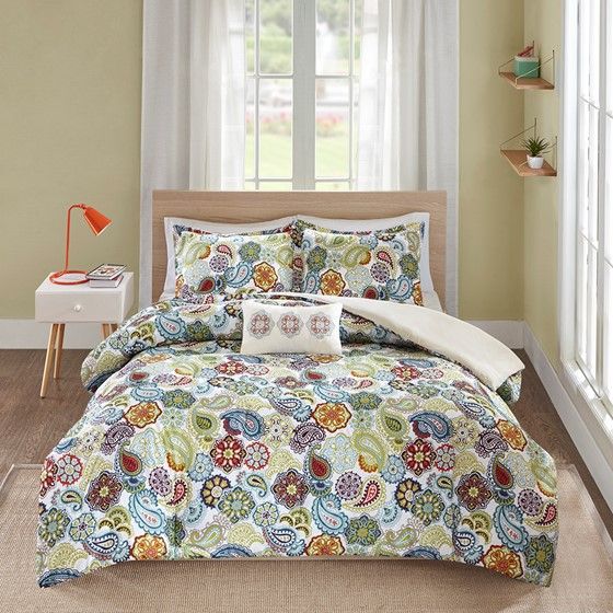 Olliix by Mi Zone Tamil Multi Twin/Twin Extra Large Reversible Coverlet Set-1