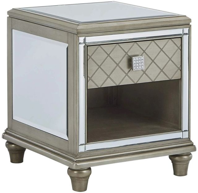 Signature Design by Ashley® Chevanna Mirror Top End Table with Platinum Base -0