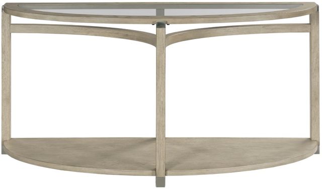 Hammary® Solstice Glass Top Demilune Sofa Table with Soft Beige Base-2