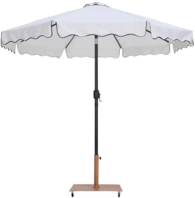 Meridian Furniture Amalfi White/Black/Teak Aluminum Outdoor Patio Umbrella and Base-0