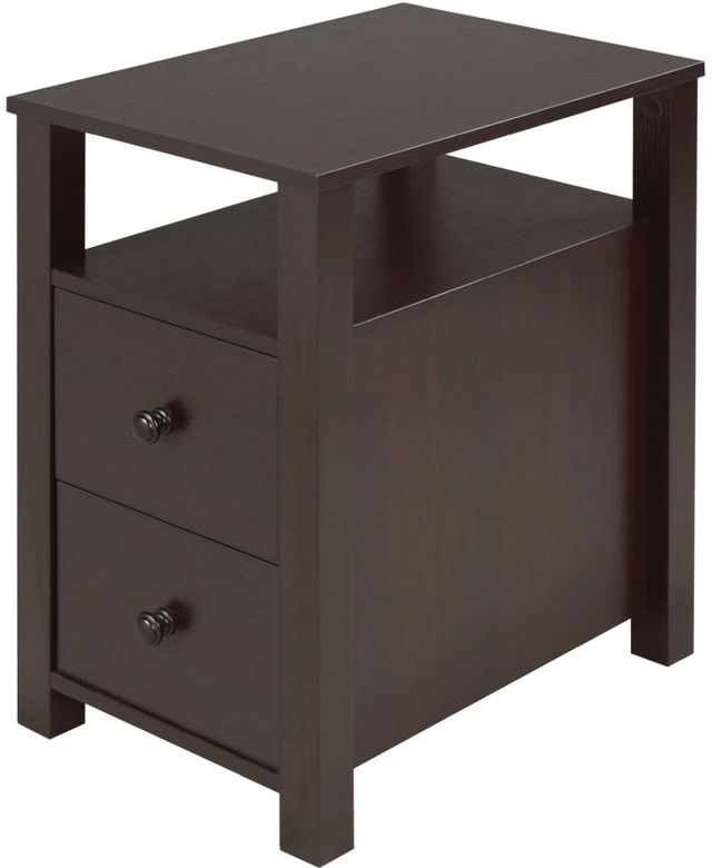 Brassex Inc. Dark Cherry Accent Table with 2 Drawers-1