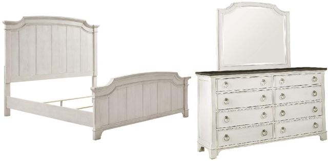 Benchcraft® Nashbryn 3-Piece Whitewash Queen Panel Bed Set-0