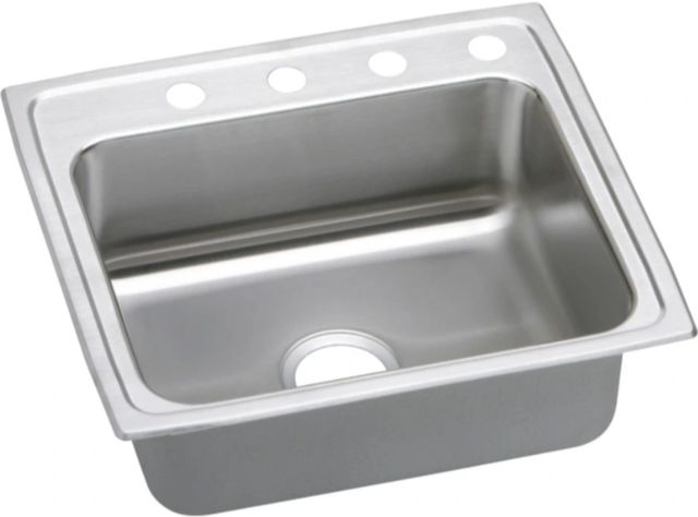 Elkay Lustertone® Classic Lustrous Satin 25" x 21-1/4" x 5-1/2" 4-Hole Single Bowl Drop-In ADA Sink with Quick-Clip-0