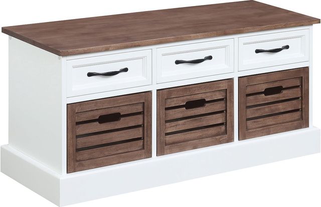 Coaster® Alma Weathered Brown/White Storage Bench-0