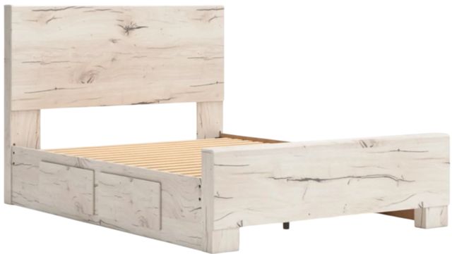Benchcraft® Lawroy Light Natural Queen Panel Bed with 2-Drawer Storage-1