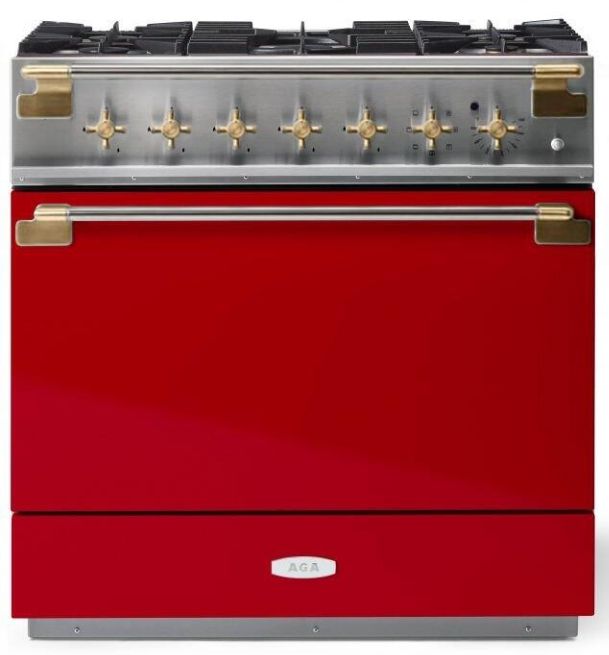 AGA™ Elise Series 36" Stainless Steel Pro Style Dual Fuel Range with Piccadilly Red Door-0