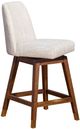 Armen Living Amelia 3-Piece Beige/Brown Oak Swivel Counter Stool Set-3