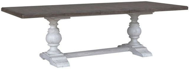 Liberty Furniture River Place Tobacco Trestle Dining Table with Riverstone White Base-1