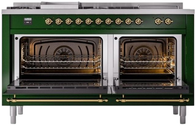 Ilve® Nostalgie II Series 60" Emerald Green Pro Style Dual Fuel Range-2