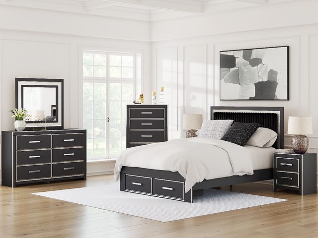 Signature Design by Ashley® Zuraleus Black Upholstered Queen Panel Headboard-3