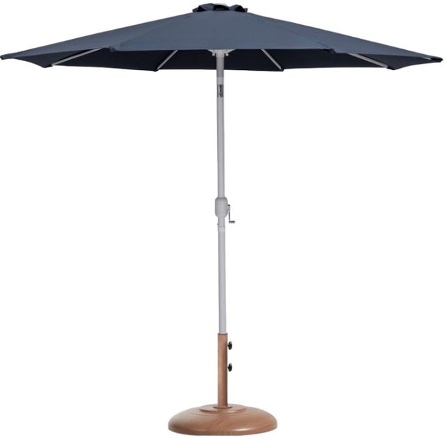 Meridian Furniture Fiji Gray/Matte White/Teak Aluminum Outdoor Patio Umbrella and Round Base-0