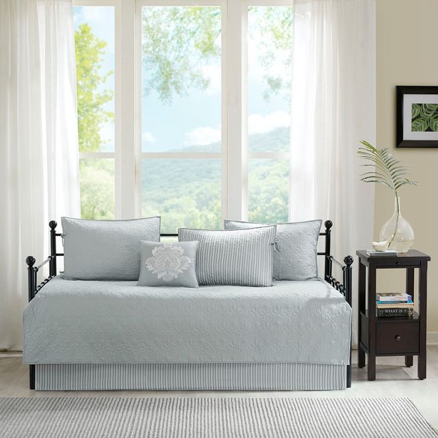 Olliix by Madison Park 6 Piece Grey Quebec Reversible Daybed Cover Set-1