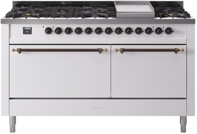 Ilve® Nostalgie II Series 60" White Pro Style Dual Fuel Range-0