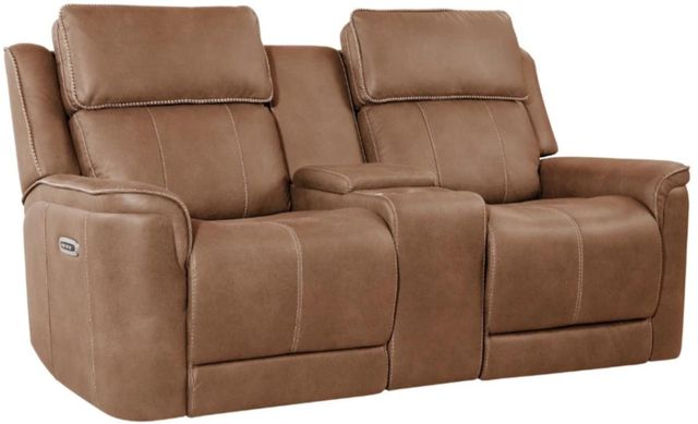 Corinthian Furniture Cason Peanut Power Reclining Loveseat with Power Headrest and Console-0