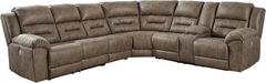 Signature Design by Ashley® Ravenel 4-Piece Fossil Power Reclining Right-Arm Facing Double Console Sectional and Loveseat