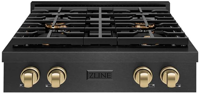 ZLINE Autograph Edition Paramount 30" Black Satin Stainless Steel and Champagne Bronze Accents Gas Rangetop with 4 Burner DuoPro™ Cooktop -0