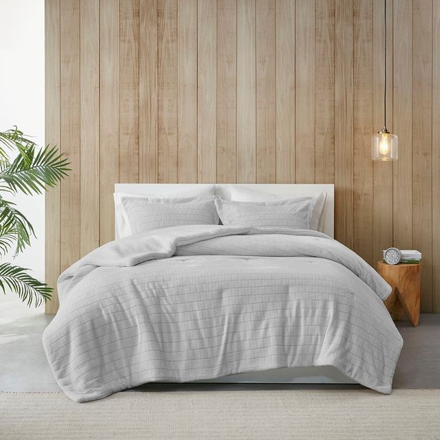 Olliix by True North by Sleep Philosophy Laurie Grey Twin Plush to Sherpa Comforter Set-2