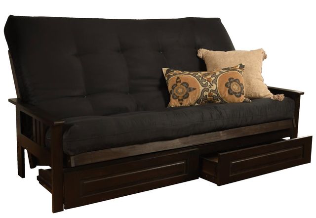 Kodiak Furniture Monterey Suede Black/Espresso Queen Storage Futon with Mattress -0