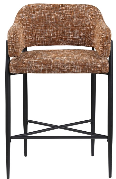 Meridian Furniture Dame Cognac/Black Upholstered Counter Stool-1