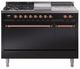Ilve® Nostalgie II Series 48" Glossy Black Pro Style Dual Fuel Range-0