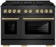 ZLINE Paramount 48" 6.7 cu. ft. Black Satin Stainless Steel Paramount Dual Fuel Range with 8 Burner DuoPro™ Cooktop and Dual Ovens and Polished Gold Accents-0