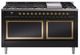 Ilve® Nostalgie II Noblesse 60'' Glossy Black Pro Style Dual Fuel Range with Brass Trim-0