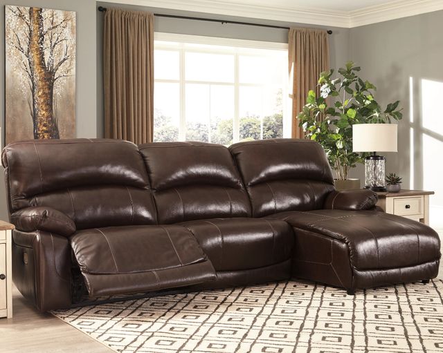 Signature Design by Ashley® Hallstrung 3-Piece Chocolate Power Reclining Right-Arm Facing Sectional and Chaise-3