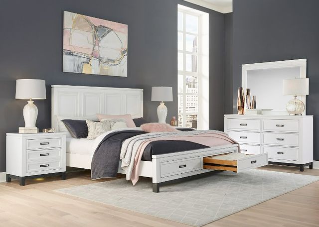 aspenhome® Hyde Park White King Panel Storage Bed-2