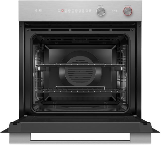 Fisher & Paykel Series 5 24” Brushed Silver Glass Contemporary Single Electric Wall Oven-1