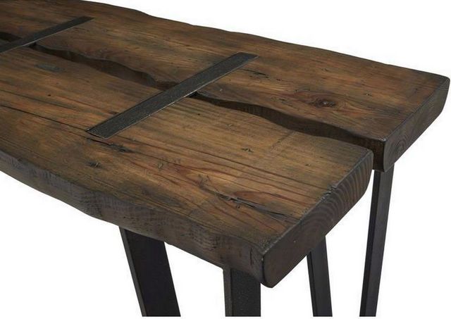 Magnussen Home® Dartmouth Sawmill Rectangular Sofa Table with Galvanized Steel Legs-3