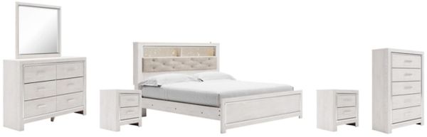 front view of the Signature Design by Ashley® Altyra 6-Piece White King Bookcase Bed Set